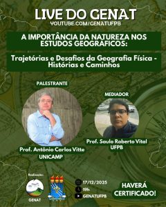 Live do GENAT terá como palestrante o Prof. Vitte, coordenador do LEHG
